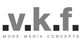 Logo mit den Buchstaben ".v.k.f." und dem Slogan "More Media Concepts" darunter in Grautönen.