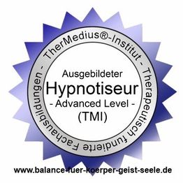 Zertifikat "Ausgebildeter Hypnotiseur" des TherMedius-Instituts, www.balance-fuer-koerper-geist-seele.de