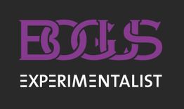 Schwarzer Hintergrund mit lila "BOLS" und weißem "EXPERIMENTALIST" in unterschiedlichen Schriftarten.