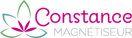 Logo de Constance Magnétiseur avec une fleur stylisée verte, rose et bleue.