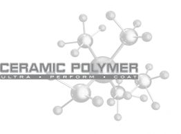 Molekülstruktur mit Text "Ceramic Polymer Ultra Perform Coat" in Grau.