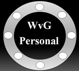 Grau-schwarzes Logo mit Text "WvG Personal" in der Mitte eines Kreises mit weißen Punkten.