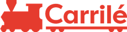 Tren rojo con el texto "Carrilé" en rojo a la derecha.