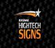 Logo of "Rockwall Hightech Signs" with a star design on a black background.