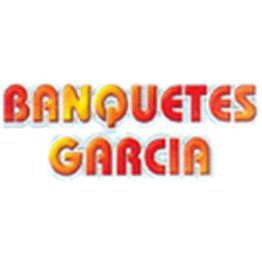 Texto "Banquetes García" en letras rojas y amarillas.