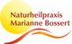 Logo mit gelber Sonne, roter Schrift: "Naturheilpraxis Marianne Bossert" und geschwungenen Linien.