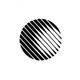 Schwarz-weißes Kreisdesign mit diagonalen Streifen auf weißem Hintergrund.