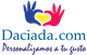 Logo de Daciada.com: manos azul y roja formando un corazón amarillo. Texto: "Personalizamos a tu gusto".