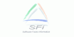 Logo von SFI mit dreifarbiger Pyramide und Text "Software Facts International".