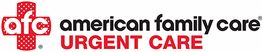 Logo of afc American Family Care Urgent Care with a red cross design.