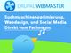 Blaues Vogel-Logo, Text: "Suchmaschinenoptimierung, Webdesign, Social Media. Fachmann."