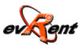Logo mit dem Schriftzug "evRent" und einem roten, geschwungenen Design im Hintergrund.