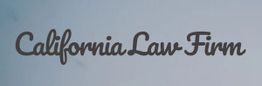 "California Law Firm" written in black cursive on a light blue background.