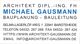 Visitenkarte von Architekt Michael Gausmann, Bauplanung und Bauleitung, mit Kontaktinformationen.
