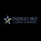 Indigo Sky Casino & Resort logo with a star design on a black background.