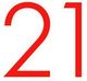 Rote Zahl „21“ auf weißem Hintergrund.