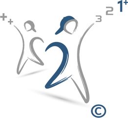 Strichmännchen in Bewegung mit Zahlen und einem Copyright-Zeichen.