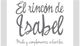Texto: "El rincón de Isabel, Moda y complementos infantiles" en letra cursiva gris.