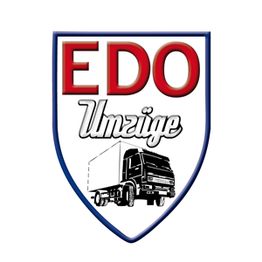 Wappen mit dem Text "EDO Umzüge" und einem LKW-Bild darunter.