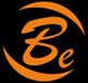 Schwarzer Hintergrund mit orangefarbenem "Be"-Schriftzug, umgeben von geschwungenen Linien.