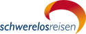 Logo mit Text "schwerelosreisen" und farbigem Bogen in Rot und Gelb.