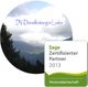 Rundlogo mit Landschaft und Text: "DV-Dienstleistungen Lodes". Zertifikat "Sage Partner 2013".