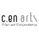Logo mit Schriftzug: c.en arts, Film- und Fotoproduktion in Schwarz-Weiß.