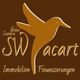 Logo mit Vogel, Schriftzug "SW pacart", "Immobilien, Finanzierungen", brauner Hintergrund.