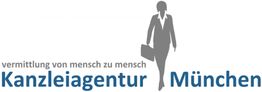 Silhouette einer Person mit Aktentasche und Text "vermi̱ttlung von mensch zu mensch - Kanzleiagentur München".