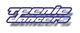 Logo mit dem Text "teenie dancers" in blauer Schrift auf weißem Hintergrund.
