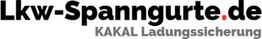 Logo mit Text "Lkw-Spanngurte.de" und "KAKAL Ladungssicherung" in schwarz und grau.