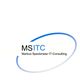 Logo mit blauem Bogen: MSITC, Markus Speckmeier IT-Consulting.