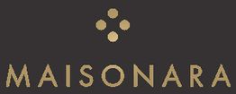 Logo mit goldenen Kreisen und dem Text "Maisonara" auf schwarzem Hintergrund.