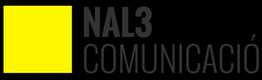 Logo con texto: "NAL3 COMUNICACIÓ" y un cuadro amarillo a la izquierda. Fondo negro.