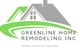 Logo of Greenline Home Remodeling Inc, featuring house silhouettes and green swoosh.