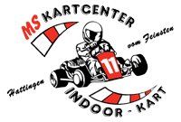Logo des MS Kartcenters mit einem Kartfahrer und Schriftzug "Indoor-Kart Hattingen".