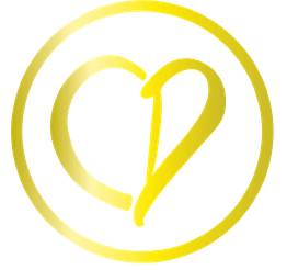 Logo doré avec les lettres "C" et "D" stylisées en forme de cœur dans un cercle.