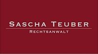 Roter Hintergrund mit weißem Text: "Sascha Teuber, Rechtsanwalt".