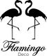 Dos siluetas de flamencos mirándose; texto debajo dice "Flamingo Deco".