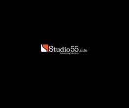 Logo von Studio55.info auf schwarzem Hintergrund, mit dem Text "Advertising Solutions".