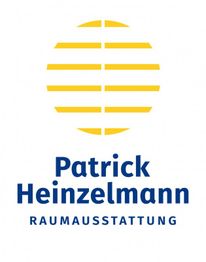 Logo von Patrick Heinzelmann Raumausstattung mit gelbem Kreis und blauen Schriftzügen.