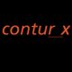 Schwarzer Hintergrund mit orangefarbenem Text „contur_x“ in moderner Schriftart.
