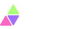 Logo met de tekst "the Sitekick" en driehoekige vormen in groen, paars en roze.