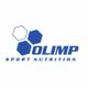 Logo von Olimp Sport Nutrition in Blau mit drei Sechsecken.