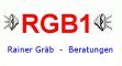 Logo mit rotem Text "RGB1", unten steht "Rainer Gräb - Beratungen".