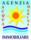 Logo con sole e onde, testo: Agenzia Acqua Marina Immobiliare. Sfondo sfumato azzurro.