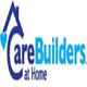 Logo reading "CareBuilders at Home" with a house roof and heart icon.