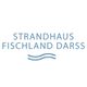 Textlogo: "Strandhaus Fischland Darss" mit wellenförmiger Grafik darunter.