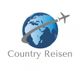Eine stilisierte Erde mit einem Flugzeug, darunter der Text "Country Reisen".