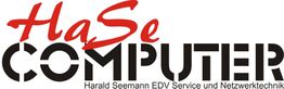 Logo der Firma HaSe Computer: Schriftzug in Rot und Schwarz, bietet EDV- und Netzwerktechnik.